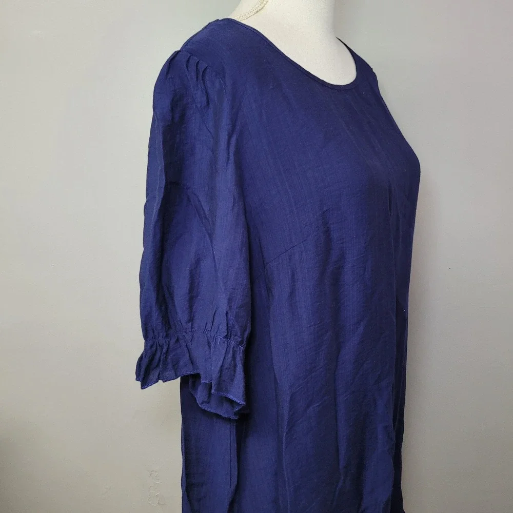 Unbranded‎ Basic Blue Shift Dress Womens XL Ruffle Hem Short Sleeve Casual
